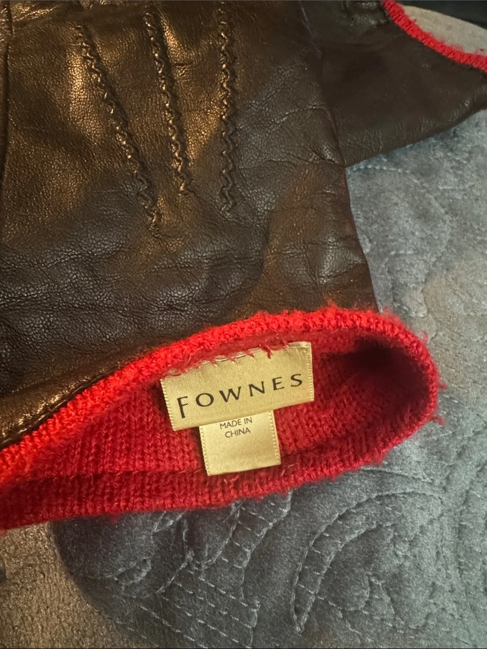 Women's Black Leather Gloves with Red Trim - Sleek Winter Style